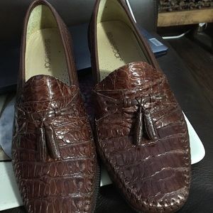 Men’s size 9 Brass Boot Alligator shoes made in Brazil